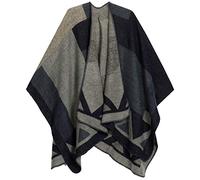 Sakkas 1930 - Couverture Cape Ruana pour Femme avec Large Poncho réversible et Foulard Mari - TetrisGrayNoir