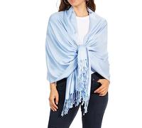 Sakkas 198cm x 71cm Textile Bio Bambou (rayonne) Doux Couleur Unie Pashmina Châle/Echarpe/Etole - Bébé Bleu