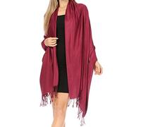 Sakkas 198cm x 71cm Textile Bio Bambou (rayonne) Doux Couleur Unie Pashmina Châle/Echarpe/Etole - Burgandy