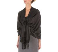 Sakkas 198cm x 71cm Textile Bio Bambou (rayonne) Doux Couleur Unie Pashmina Châle/Echarpe/Etole - Noir