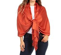 Sakkas 198cm x 71cm Textile Bio Bambou (rayonne) Doux Couleur Unie Pashmina Châle/Echarpe/Etole - Rust