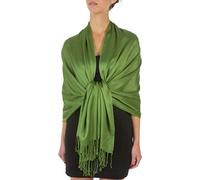 Sakkas 198cm x 71cm Textile Bio Bambou (rayonne) Doux Couleur Unie Pashmina Châle/Echarpe/Etole - Vert olive