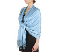 Sakkas 198cm x 71cm Touché soyeux Couleur Unie Type Pashmina Châle/Echarpe/Etole - Bébé Bleu