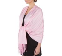 Sakkas 198cm x 71cm Touché soyeux Couleur Unie Type Pashmina Châle/Echarpe/Etole - Bébé rose