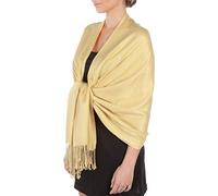 Sakkas 198cm x 71cm Touché soyeux Couleur Unie Type Pashmina Châle/Echarpe/Etole - Beige