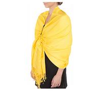 Sakkas 198cm x 71cm Touché soyeux Couleur Unie Type Pashmina Châle/Echarpe/Etole - Bright Yellow