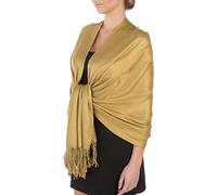 Sakkas 198cm x 71cm Touché soyeux Couleur Unie Type Pashmina Châle/Echarpe/Etole - Goldenrod