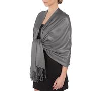 Sakkas 198cm x 71cm Touché soyeux Couleur Unie Type Pashmina Châle/Echarpe/Etole - Gris