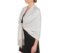 Sakkas 198cm x 71cm Touché soyeux Couleur Unie Type Pashmina Châle/Echarpe/Etole - Gris argenté