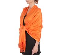Sakkas 198cm x 71cm Touché soyeux Couleur Unie Type Pashmina Châle/Echarpe/Etole - Orange