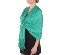 Sakkas 198cm x 71cm Touché soyeux Couleur Unie Type Pashmina Châle/Echarpe/Etole - vert de jade