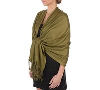 Sakkas 198cm x 71cm Touché soyeux Couleur Unie Type Pashmina Châle/Echarpe/Etole - Vert olive