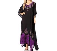 Sakkas 2005 - Leonor Boho Casual Long Maxi Caftan Robe Kaftan Cover-up LougeWear - 8-Aubergine - OS