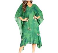 Sakkas 2027 - Clementine Third Robe Caftan tie-Dye pour Femme/Cover Up Beach Kaftan Summer - 42-Green - OS