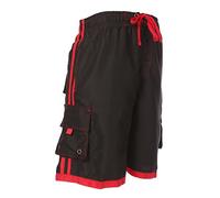 Sakkas 3097WS Hommes Boardshort/Maillot de Bain Planche Patins Rayures Contrastées - Noir/Rouge / 2X-Large