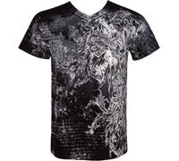 Sakkas 327V Vines et Fleur De Lis V-Neck Mens T-Shirt - Noir/Petit