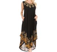 Sakkas 40SE Robe Sundari Caftan Tank/Cover Up - Black/Sand - One Size
