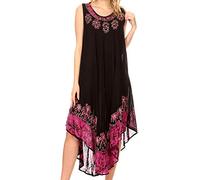 Sakkas 40SE Tank Dress Caftan Sundari/Cover Up - Noir/Rose - Taille