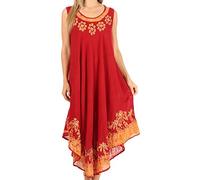 Sakkas 40SE Tank Dress Caftan Sundari/Cover Up - Red/Gold - OS
