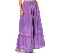 Sakkas 554 Gypsy brodé Solide/Bohème Plein/Maxi/Longue Jupe en Coton - Violet/One Size