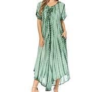 Sakkas 60SE Melika Tie Dye Caftan Dress - Vert - Taille