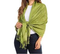 Sakkas 70 "x 28 "souple Pashmina Feel varié Paisley Conception châle/Wrap/Stole - Vert olive