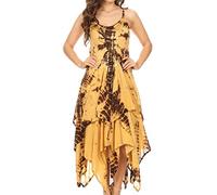 Sakkas 902 Annabella Corset Bodice Handkerchief Hem Dress - Beige/Brown - OS