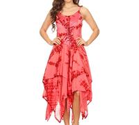 Sakkas 902 Annabella Corset Bodice Handkerchief Hem Dress - Coral/Rouge - OSP
