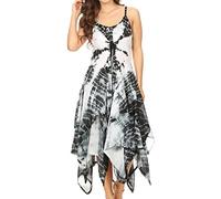 Sakkas 902 Annabella Corset Bodice Handkerchief Hem Dress - Noir/Blanc - One Size Plus
