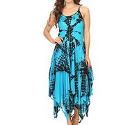 Sakkas 902 Annabella Corset Bodice Handkerchief Hem Dress - Noir/Turquoise - One Size Plus