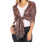 Sakkas CHS158 Tawny Pashmina/Châle/Pèlerine/Étole réversible papillon léger - Brun - One Size