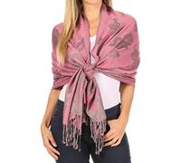 Sakkas CHS158 Tawny Pashmina/Châle/Pèlerine/Étole réversible papillon léger - Rose - One Size