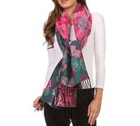 Sakkas CHS1810 Ontario Pashmina/Châle/Pèlerine/Étole Floral double couche avec bordure - 3-Sarcelle - One Size
