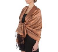 Sakkas FUPashPais95AG Léger Deux couleurs Cachemire Design Contours Pashmina Châle/Echarpe/Etole - Camel/Noir