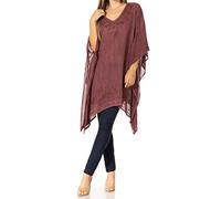 Sakkas K2022S - Chemisier léger Wren Circle Poncho avec Broderie détaillée - A-Sangria - OS