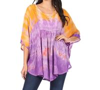 Sakkas Lepha Long et Large, Multicolore Tie Dye Sequin brodé Poncho Top Blouse