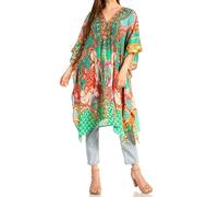 Sakkas P2 - Kristy Long Tall Caftan léger Robe/Couvrir avec des Bijoux à col en V - ortu230-turq - OS
