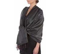 Sakkas PashRose06AG léger deux tons Rose Floral Fringe conception Pashmina Foulard/volé/Wrap - gris ardoise/Noir