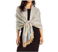 Sakkas Two Ton Vintage Jacquard Paisley Pashmina Châle Écharpe Étole - SteelBlueBiege