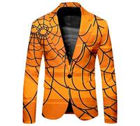 Sakko Blazer d'Halloween pour homme avec un bouton - Veste de costume - Festival - Impression - Veste d'hiver tendance - Costume de loisirs créatif - Carnaval - Fête - Blazer pour homme, Orange, S