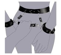 SAKNYUFO BDSM Ensemble de menottes et ceinture abdominale en cuir pour le contrôle dominant de l'arrière, jouet de bondage pour jeux de pouvoir érotiques et jeux de rôle