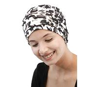 SAKUCHI Bonnet Chimio, Couvre-Chef Anti-Cancer pour Femme, Bonnets Soyeux en Bambou Doux pour la Perte de Cheveux, Bleu Sarcelle et Blanc, Taille L
