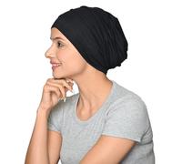 SAKUCHI Chimio Soyeux Doux Slouchy Snood Bonnet en Bambou pour Femme, Turban de Perte de Cheveux de Patient atteint, Noir, Taille L