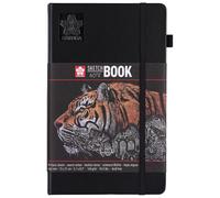 Sakura Cahier de Croquis Noir | 13 x 21 cm, 140 g, 80 pages noires papier | Cahier de Croquis à Couverture rigide pour Crayon, Pastel, Encre, Gouache