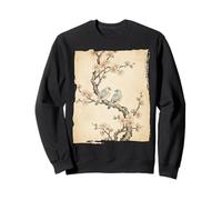 Sakura Blossom Birds Peinture à l'encre Japonaise Sweatshirt