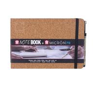 Sakura Carnet de croquis A5 à couverture rigide avec stylo Pigma Micron, 80 feuilles blanc crème, sans acide, 140 g/m², porte-stylo, fermeture élastique, idéal pour encre, crayon, pastel à l'huile