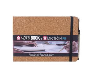 Sakura Carnet de croquis A5 à couverture rigide avec stylo Pigma Micron, 80 feuilles blanc crème, sans acide, 140 g/m², porte-stylo, fermeture élastique, idéal pour encre, crayon, pastel à l'huile