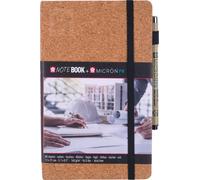 Sakura carnet de croquis/notes en liège, papier crème | 13 x 21 cm, 140 g, 80 pages + Pigma Micron PN noir