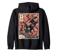Sakura Cherry Blossom Japanese Cat Ukiyo-e Vintage Sweat à Capuche