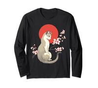 Sakura Cherry Blossoms Art Japonais Esthétique Chat Manche Longue